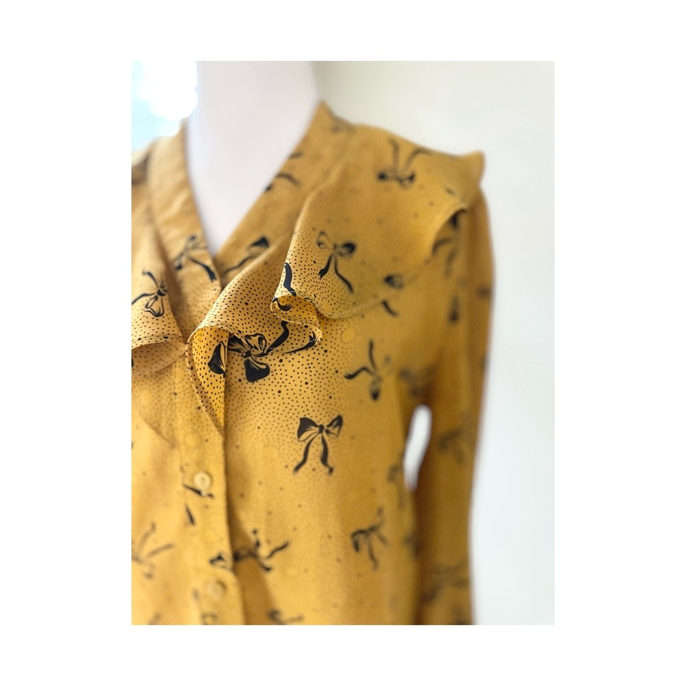 Yellow Blouse with Black Bow Print